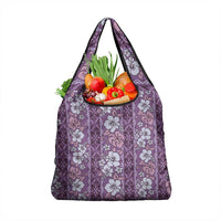 Hawaii Vintage Violet Hibiscus Tapa Pattern Grocery Bag LT05 1-pack One Size Violet - Polynesian Pride