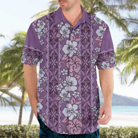 Hawaii Vintage Violet Hibiscus Tapa Pattern Hawaiian Shirt LT05 - Polynesian Pride