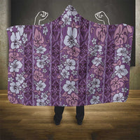Hawaii Vintage Violet Hibiscus Tapa Pattern Hooded Blanket LT05 - Polynesian Pride