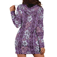 Hawaii Vintage Violet Hibiscus Tapa Pattern Hoodie Dress LT05 - Polynesian Pride