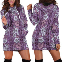Hawaii Vintage Violet Hibiscus Tapa Pattern Hoodie Dress LT05 - Polynesian Pride