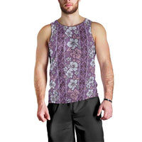 Hawaii Vintage Violet Hibiscus Tapa Pattern Men Tank Top LT05 - Polynesian Pride