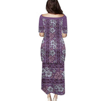 Hawaii Vintage Violet Hibiscus Tapa Pattern Puletasi LT05 - Polynesian Pride
