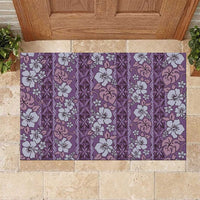 Hawaii Vintage Violet Hibiscus Tapa Pattern Rubber Doormat LT05 Violet - Polynesian Pride