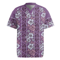 Hawaii Vintage Violet Hibiscus Tapa Pattern Rugby Jersey LT05 Violet - Polynesian Pride