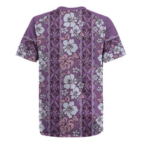 Hawaii Vintage Violet Hibiscus Tapa Pattern Rugby Jersey LT05 - Polynesian Pride