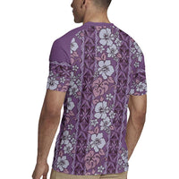 Hawaii Vintage Violet Hibiscus Tapa Pattern Rugby Jersey LT05 - Polynesian Pride