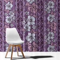 Hawaii Vintage Violet Hibiscus Tapa Pattern Window Curtain LT05 - Polynesian Pride