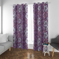Hawaii Vintage Violet Hibiscus Tapa Pattern Window Curtain LT05 With Grommets Violet - Polynesian Pride