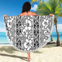 Hawaii Vintage Gray Hibiscus Tapa Pattern Beach Blanket LT05 - Polynesian Pride