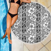 Hawaii Vintage Gray Hibiscus Tapa Pattern Beach Blanket LT05 - Polynesian Pride