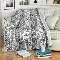 Hawaii Vintage Gray Hibiscus Tapa Pattern Blanket LT05 Gray - Polynesian Pride