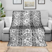 Hawaii Vintage Gray Hibiscus Tapa Pattern Blanket LT05 - Polynesian Pride