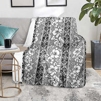 Hawaii Vintage Gray Hibiscus Tapa Pattern Blanket LT05 - Polynesian Pride