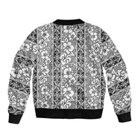 Hawaii Vintage Gray Hibiscus Tapa Pattern Bomber Jacket