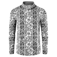 Hawaii Vintage Gray Hibiscus Tapa Pattern Button Sweatshirt LT05 Gray - Polynesian Pride