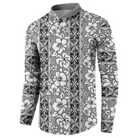 Hawaii Vintage Gray Hibiscus Tapa Pattern Button Sweatshirt LT05 - Polynesian Pride