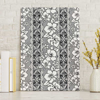Hawaii Vintage Gray Hibiscus Tapa Pattern Canvas Wall Art LT05 Without Frame Gray - Polynesian Pride