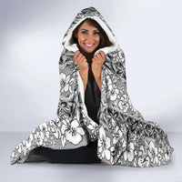 Hawaii Vintage Gray Hibiscus Tapa Pattern Hooded Blanket LT05 - Polynesian Pride