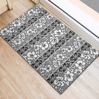 Hawaii Vintage Gray Hibiscus Tapa Pattern Rubber Doormat LT05 - Polynesian Pride