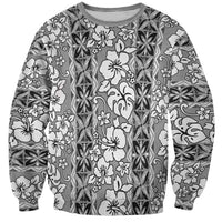 Hawaii Vintage Gray Hibiscus Tapa Pattern Sweatshirt LT05 Unisex Gray - Polynesian Pride