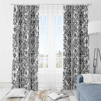 Hawaii Vintage Gray Hibiscus Tapa Pattern Window Curtain LT05 - Polynesian Pride