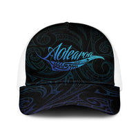 Aotearoa New Zealand Baseball Net Cap Koru Fern Blue Gradient LT05 One Size White Blue - Polynesian Pride
