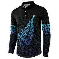 Aotearoa New Zealand Button Sweatshirt Koru Fern Blue Gradient LT05 - Polynesian Pride