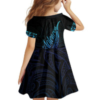 Aotearoa New Zealand Family Matching Tank Maxi Dress and Hawaiian Shirt Koru Fern Blue Gradient LT05 - Polynesian Pride