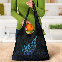 Aotearoa New Zealand Grocery Bag Koru Fern Blue Gradient LT05 - Polynesian Pride