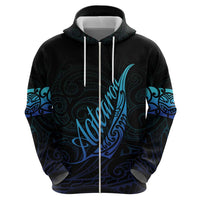 Aotearoa New Zealand Hoodie Koru Fern Blue Gradient LT05 - Polynesian Pride