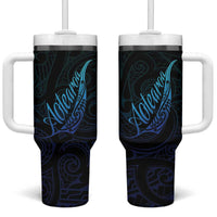 Aotearoa New Zealand Tumbler With Handle Koru Fern Blue Gradient LT05 One Size: 40 oz Blue - Polynesian Pride