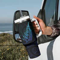 Aotearoa New Zealand Tumbler With Handle Koru Fern Blue Gradient LT05 - Polynesian Pride