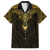 Personalized Polynesia Family Matching Puletasi Dress and Hawaiian Shirt With Christian Cross LT05 Dad's Shirt - Short Sleeve Gold - Polynesian Pride