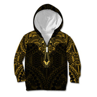 Personalized Polynesia Kid Hoodie With Christian Cross LT05 Zip Hoodie Gold - Polynesian Pride
