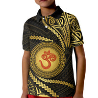Polynesia Kid Polo Shirt With Hindu Om Symbol LT05 Kid Gold - Polynesian Pride