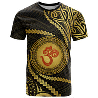 Polynesia T Shirt With Hindu Om Symbol LT05 Gold - Polynesian Pride