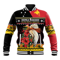 Papua New Guinea Christmas Baseball Jacket Bird Of Paradise Hamamas Krismas LT05 Unisex Black - Polynesian Pride