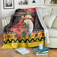 Papua New Guinea Christmas Blanket Bird Of Paradise Hamamas Krismas LT05 Black - Polynesian Pride