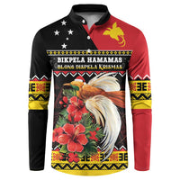 Papua New Guinea Christmas Button Sweatshirt Bird Of Paradise Hamamas Krismas LT05 Black - Polynesian Pride