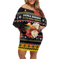 Papua New Guinea Christmas Off Shoulder Short Dress Bird Of Paradise Hamamas Krismas