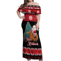 New Zealand Christmas Off Shoulder Maxi Dress Funny Santa Riding Kiwi Meri Kirihimete