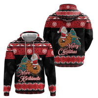 New Zealand Christmas Zip Hoodie Funny Santa Riding Kiwi Meri Kirihimete