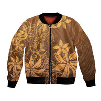 Tiare Tahiti Bomber Jacket Brown Polynesia Motifs LT05 Unisex Brown - Polynesian Pride