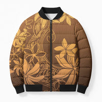Tiare Tahiti Bomber Puffer Jacket Brown Polynesia Motifs LT05 Unisex Brown - Polynesian Pride