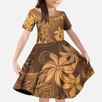 Tiare Tahiti Family Matching Long Sleeve Bodycon Dress and Hawaiian Shirt Brown Polynesia Motifs - Polynesian Pride