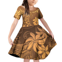 Tiare Tahiti Family Matching Off Shoulder Short Dress and Hawaiian Shirt Brown Polynesia Motifs - Polynesian Pride