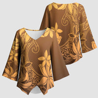 Tiare Tahiti Kimono Sleeve Blouse Brown Polynesia Motifs LT05 - Polynesian Pride