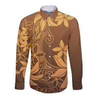 Tiare Tahiti Long Sleeve Button Shirt Brown Polynesia Motifs LT05 Unisex Brown - Polynesian Pride