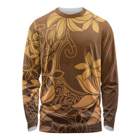 Tiare Tahiti Long Sleeve Shirt Brown Polynesia Motifs LT05 Unisex Brown - Polynesian Pride